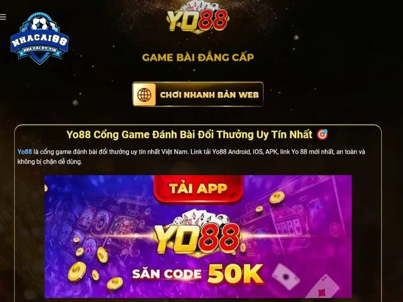 Game bài đổi thưởng YO88 rất nổi tiếng