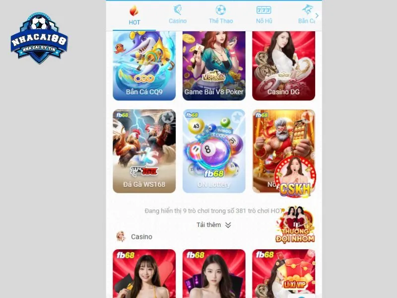 Giao diện dễ nhìn tại FB68 được đánh giá cao