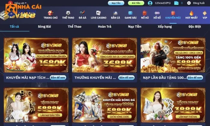 Nhà cái uy tín SV368 Nhà cái uy tín SV368 uy tín thường xuyên tung ra các chương trình khuyến mãi