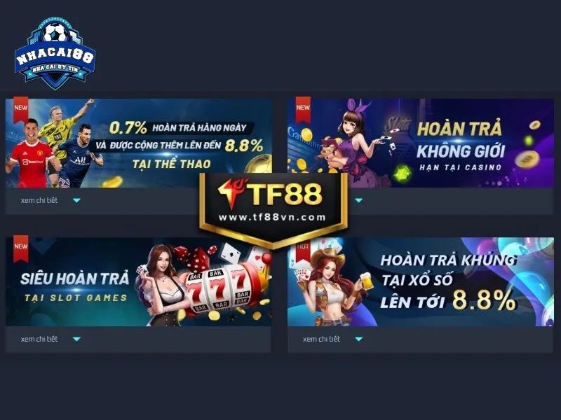 Những chương trình khuyến mãi nổi bật có tại nhà cái uy tín tf88