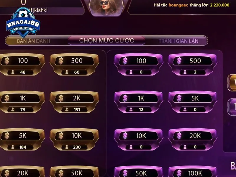 Số lượng bàn chơi cực lớn, nhiều lựa chọn cho game thủ
